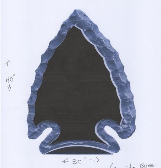 Image of an arrowhead stone feature to be paired with the carved wooden sign.